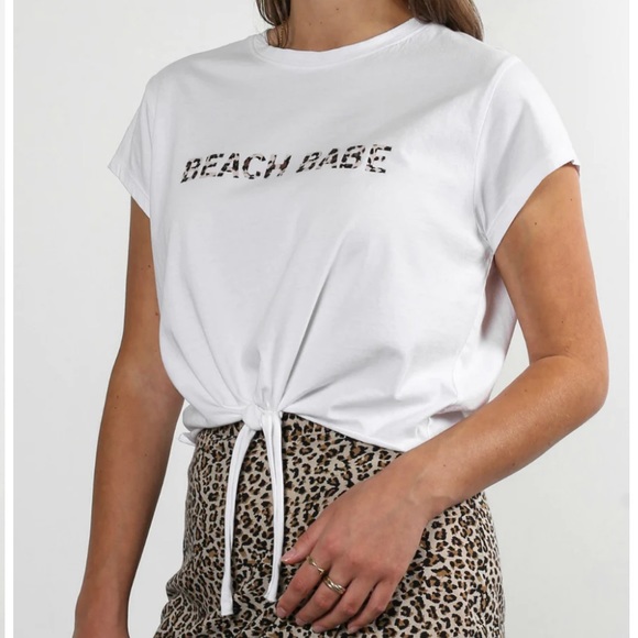 Brunette The Label Tie Front T-Shirt - Picture 1 of 4